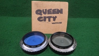 Pair of vintage Hoya camera lens Filters Blue+Gray 52mm PL 80A