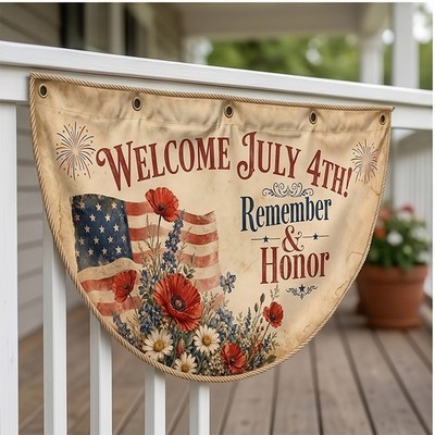 America 250th Anniversary Flag, Welcome July 4th Flower Outdoor Fence Flag