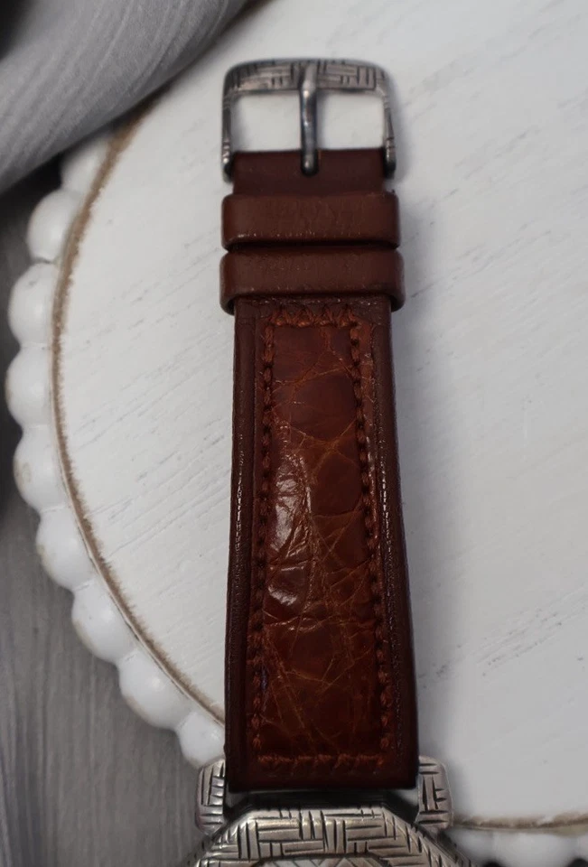 John Hardy 4874 Sterling Silver With Brown Leather Strap Watch  57.13G - Image 4 of 4