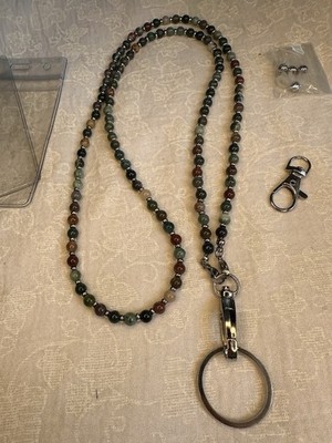 Indian Agate necklace Lanyard for ID Badges, agate eye-wear cord. 
