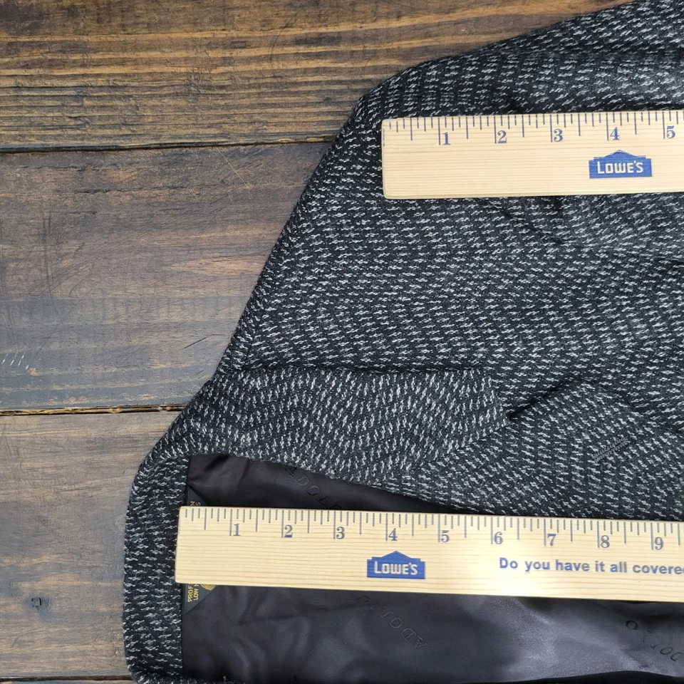 Abrigo Blazer Deportivo Adolfo Saks Fifth Para Hombre Dos Botones Gris Negro Lana Talla 40R Foto 4 de 4