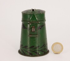 Antike Spardose, Stobwasser? Blech 19. Jhdt bemalt, Stockmann? #B3