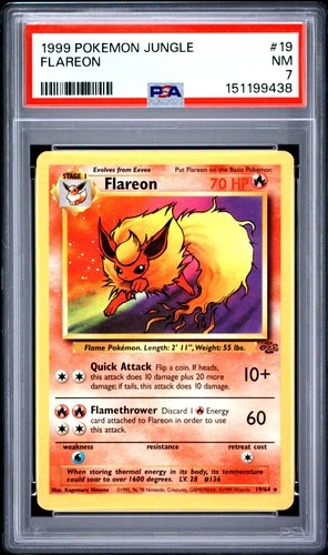 1999 POKEMON JUNGLE #19 FLAREON PSA 7