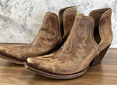 Ariat Dixon Ankle Boot Women s 9B Weathered Brown Snip Toe Western Cowgirl 6''