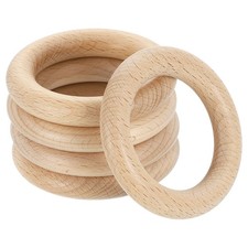 10Pcs Wood Rings, 2.76" 70mm OD. Natural Beech Solid Wooden Rings for Crafting