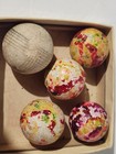 4 Large Antique Speckled Painted Clay & 1 China Handmade Marbles — photo 3