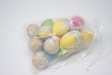 Paper Mache Easter Egg Ornaments Easter Decorations Organza Bag 12 Eggs