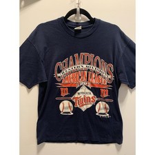 Vintage 1991 Minnesota Twins American League Champions Shirt Kids XL Navy
