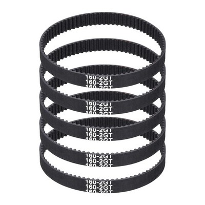 160mm GT-2 Timing Belt, 5pcs 6mm Width 2mm Pitch 3D Printing Closed Loop, Black