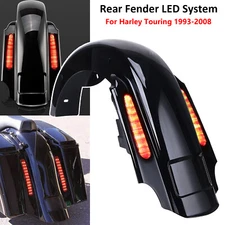 CVO 4" Extended Rear Fender w/ LED & Wire Harness For 1993-2008 Harley Touring