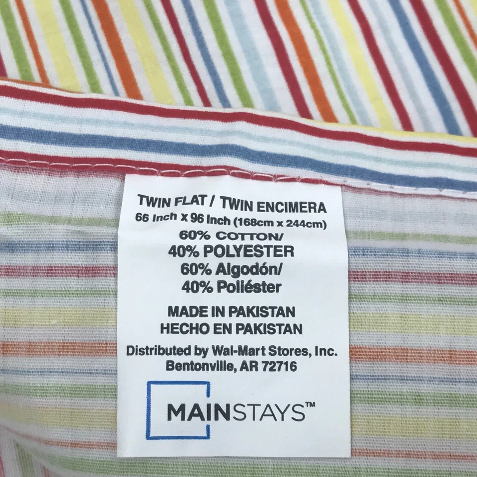 Sábana plana doble MAINSTAYS Home colorida rayas circo 60/40 mezcla de algodón Foto 4 de 4