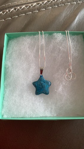 Blue Apatite Star Necklace Plated with gold 16” - Picture 3 of 5