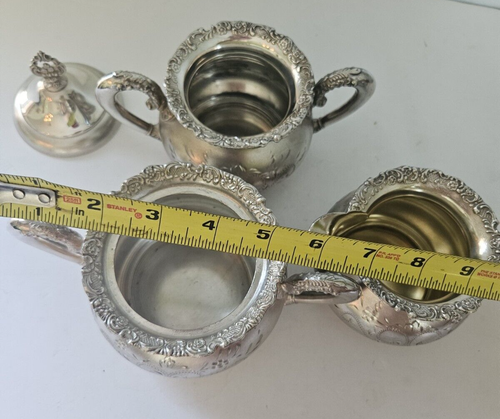Van Bergh Silverplate Co Quadruple Plate Creamer,Sugar Bowl & Waste Bowl - Picture 14 of 14