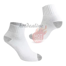 3/6/12 Pairs Men's Sports White/Gray Thick Cotton Ankle Low Cut Socks 9-11/10-13