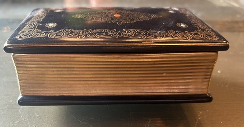 Vintage Lenwile Ardalt Artware Hand Painted Black/Gold Ashtray & Cigarette Box - Picture 15 of 17