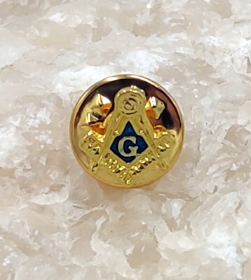 Spilla Massonica Oro E Blu Con Pietra Gialla – Regalo Simbolico Per Massoni - 2