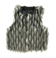 Nwot Womens Target Massimo Faux Fur Vest Large Green Tan Dressy Fall Winter Wear