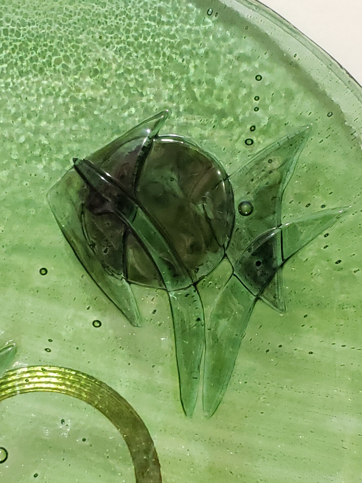 Large Fused Glass Plate Fish Underwater Air Bubbles 11 1/2" H eBay