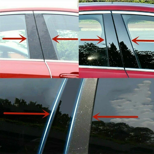 For 2012-2017 Toyota Camry 6Pcs Glossy Black Pillar Posts Door Window Cover Trim - Foto 4 di 13