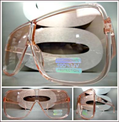 OVERSIZED VINTAGE RETRO SHIELD Style SUN GLASSES Large Square Pink Frame & Lens