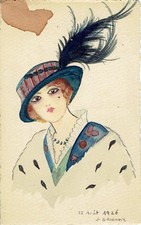 postcard original painting by the painter Bordenave signed 1926