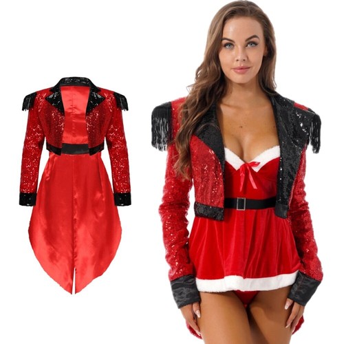 Women Circus Ringmaster Cosplay Costume Halloween Lion Tamer Tuxedo Jackets - Picture 3 of 16