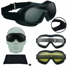 Motorcycle Goggles That Fit Over Glasses w/ Strap Yellow Clear Dark Grey Lens