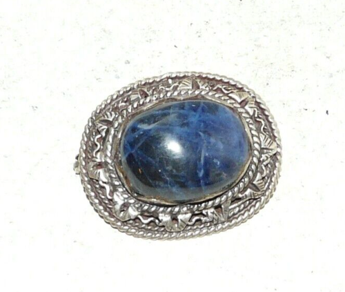 Broche Barrette Charmante En Métal Argenté Et Pierre Verte - Occasion - Style Créateur