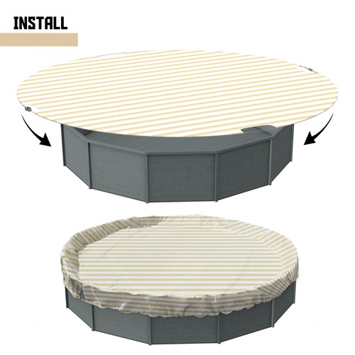 Round Above Ground Pool Covers Graystripe Winter Tarp Covers Home Swimming Pool - Picture 5 of 7