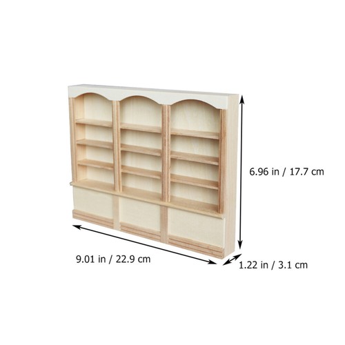 Miniature Bookcase Model Mini House Simulation Bookcase Wood Furniture Toy - Picture 2 of 12