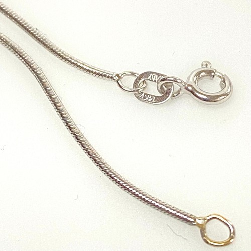 u946 Collana catena vintage in oro bianco 14 kt stile serpente Italia lunga 16" - Foto 3 di 4