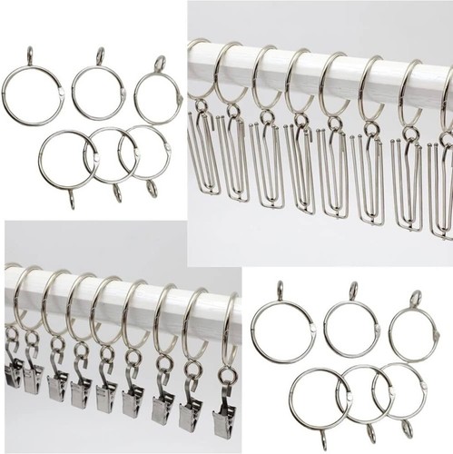 30 Stk Silber Gardinenringe Vorhangringe Gardinenstangenringe und Haken 48,5 mm - Bild 6 von 7