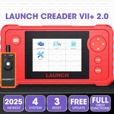 2025 LAUNCH Creader VII+ 2.0 CRP123 V2.0 Diagnostic Scanner ABS SRS Code Reader