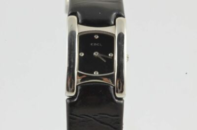 EBEL BELUGA MANSCHETTE DAMEN UHR STAHL QUARTZ 9057A21 MIT LEDER BAND 7 SCHWARZ