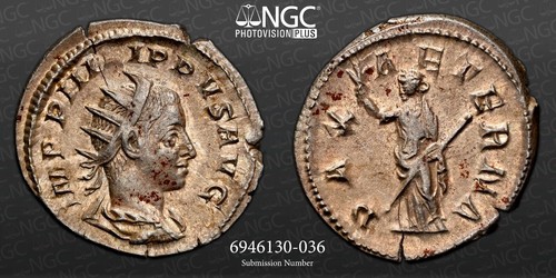 Roman Empire - Philip II - AD 247-249 - Silver Double-Denarius - NGC Ch XF - Picture 5 of 5
