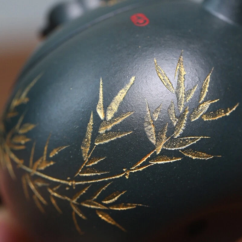 Tetera china 140 ml marcada real Yixing Zisha olla maestra de arcilla tallada a mano Foto 4 de 4