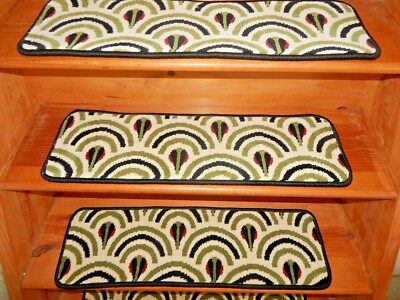 13  Step  9'' x 30'' + 1 Landing 24'' x 30'' Stair Treads Woven Wool Carpet