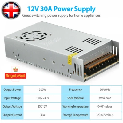 360W AC 100-240V to DC 12V 30A Voltage Transformer Switch Power Supply Converter