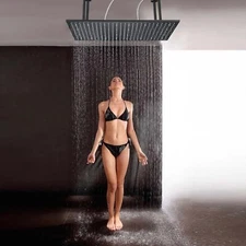 Luxury Huge Rainfall Ceiling Mount 16x32" Shower Head High Pressure Top Sprayer