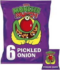 Walkers Monster Munch Pickled Onion Crisps Multipack Snacks, 6 x 22g
