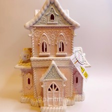 Pastel Pink  Teal Light Up Victorian Gingerbread House 14.5" NEW WITH TAG 