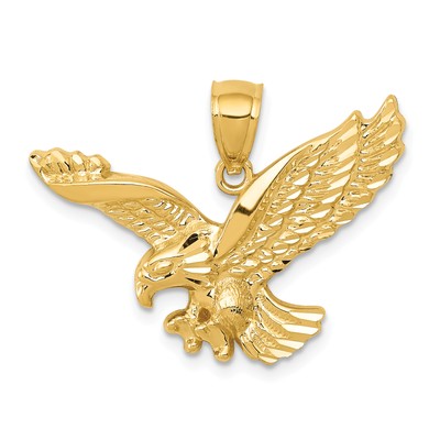 Avariah Massiv 14k Gelbgold poliert und strukturiert Adler Anhänger