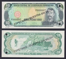 Dominican Republic 10 Pesos Gold Banknote 1997 P.-153s SPECIMEN FDS/UNC