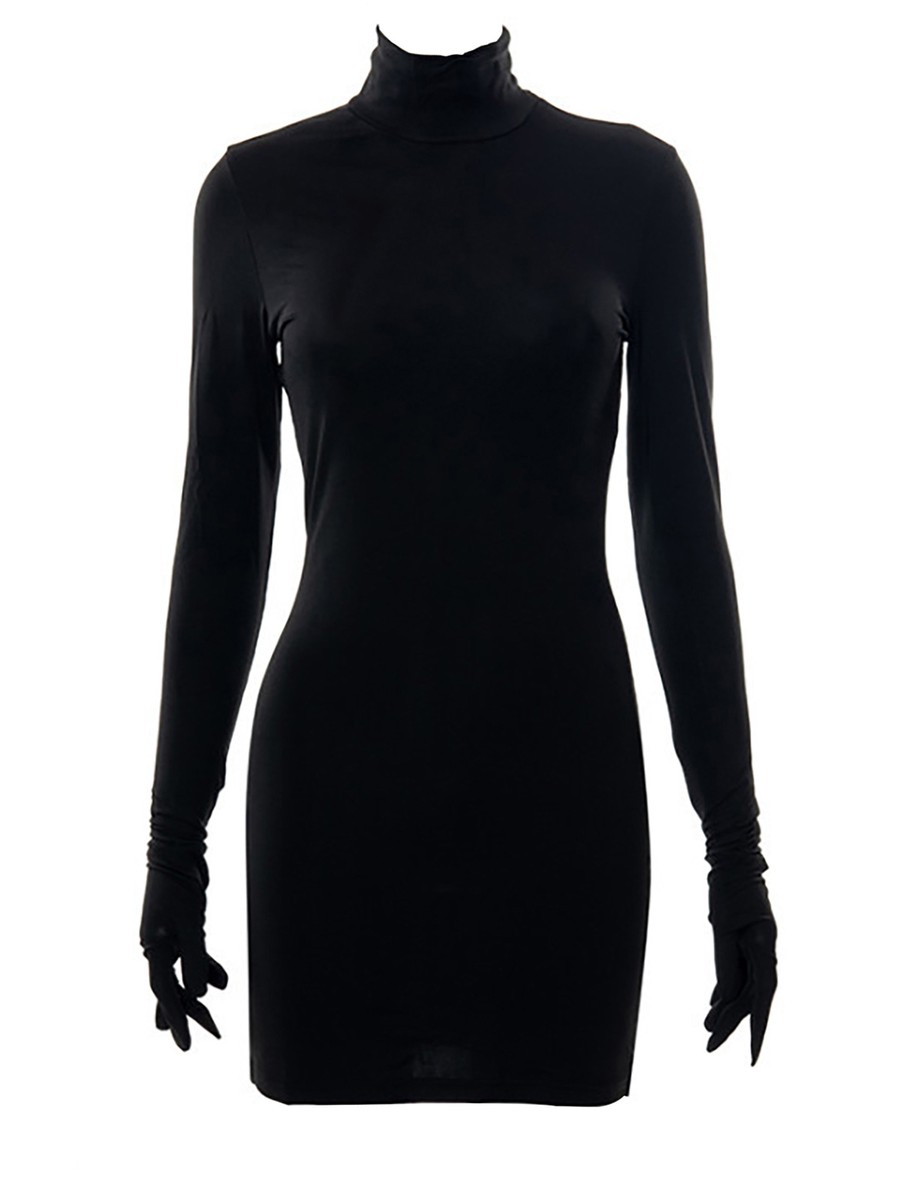 striped knit midi dress Worth The Stare Striped Knit Midi Dress in Black | Size: M | Knit Fabric main image 1