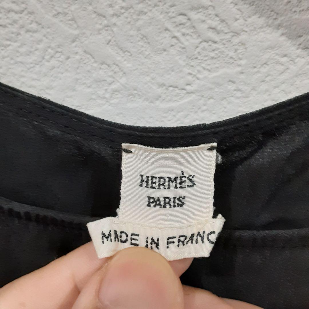 HERMES T-shirt Velvet Silk 100% Size 34 Black From Japan