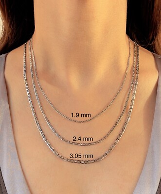 Decomerika 14K WG flache Seemannskette 1,9-3,05 mm Diamantschliff Halskette 16-24 Zoll