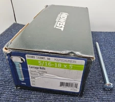 (QTY 50) MIDWEST FASTENER 01085 5/16"-18 x 5" Zinc Plated Grade 2 Coarse