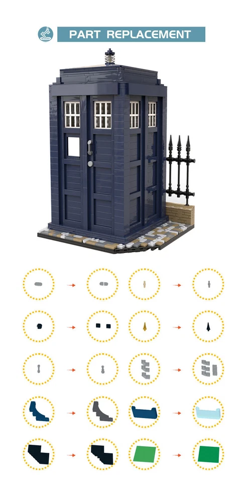Blue Telephone Booth MOC Building Blocks Set, Call Box DIY Model Bricks Toy - Image 4 of 4