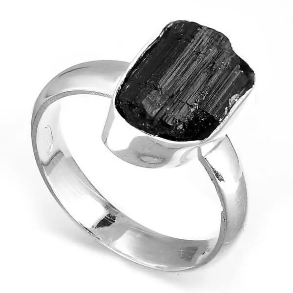 Raw black tourmaline ring clearance