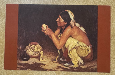 Postcard ~ The Primitive Sculptor ~ E. Irving Couse ~ UNMAILED